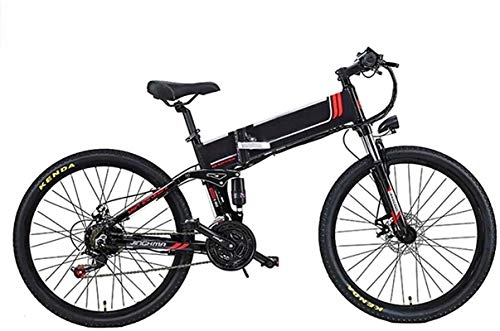 Folding Electric Mountain Bike : Electric Bike Electric Mountain Bike Electric Snow Bike, Electric Mountain Bike, 350W E-Bike 26" Aluminum Electric Bicycle for Adults with Removable 48V 8AH / 10AH Lithium-Ion Battery 21 Speed Gears Lit