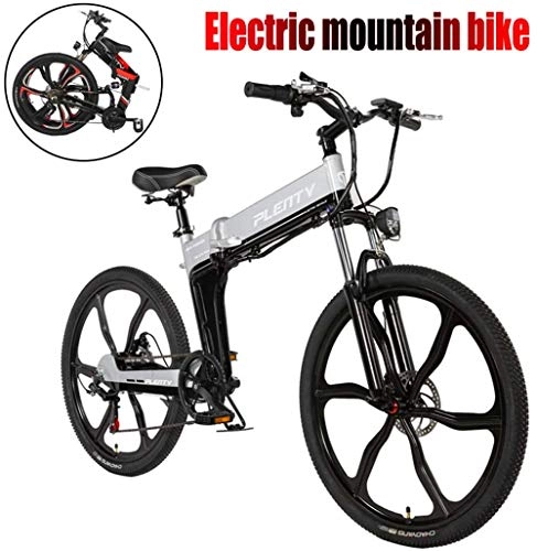 Folding Electric Mountain Bike : Electric Bike Electric Mountain Bike Folding Beach Electric Bike Adult Electric Mountain Bicycle With 48V 8 / 10Ah Removable Battery And 21 Speed 480W Powerful Motor Snow Mountain Electric Bike for the