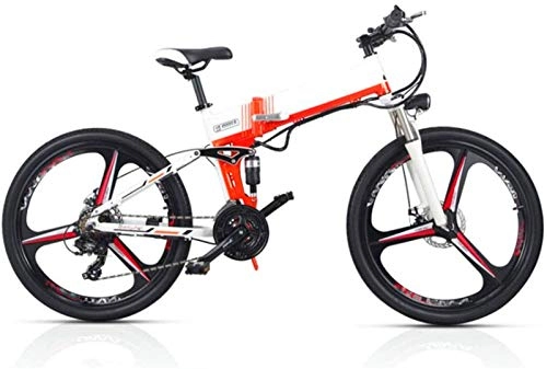 Folding Electric Mountain Bike : Electric Bike Electric Mountain Bike Folding Electric Mountain Bike, 26'' with 350W Motor Commute Traveling Adult Electric Bicycle 48V Removable Battery Optional Dual Battery Style Up To 180KM Battery
