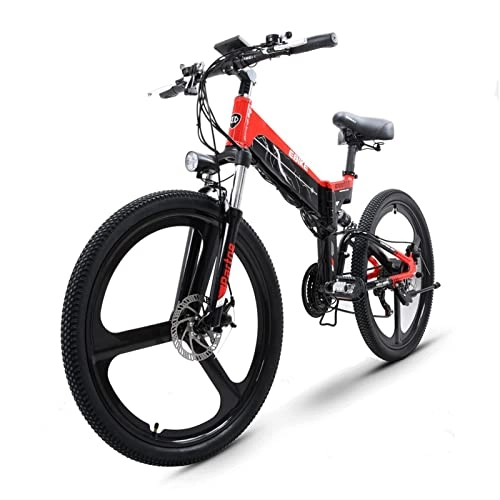 Folding Electric Mountain Bike : Electric Bike for Adults Foldable 26 Inch Fat Tire 500W High Speed Motor 48V Hidden Lithium Battery Electric Mountain Bike (Color : 48V24AH)