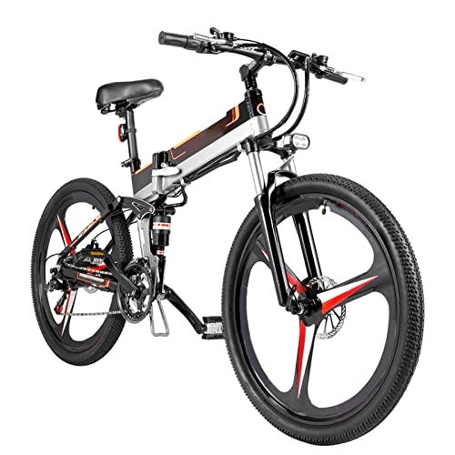 Folding Electric Mountain Bike : Electric Bike For Adults Foldable 500W Snow Bike Electric Bicycle Beach 48V Lithium Battery Electric Mountain Bike (Color : Black)