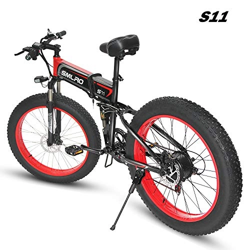 Folding Electric Mountain Bike : Electric Bike, Kudout 800W 21 Speeds 48V 26 inch Fat Tire Mens Mountain E-Bike with Hydraulic Disc Brakes and LCD Display Folding EBike(Removable Lithium Battery) MX01