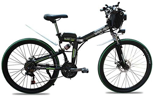 Folding Electric Mountain Bike : Electric Bikes, 48V 500W Electric Bike Mountain 26 Inch Folding Bike, Foldable Bicycle Adjustable Height Portable with LED Front Light, 4.0 Inch Fat Tire Mens / Women Bike for Cycling, E-Bike