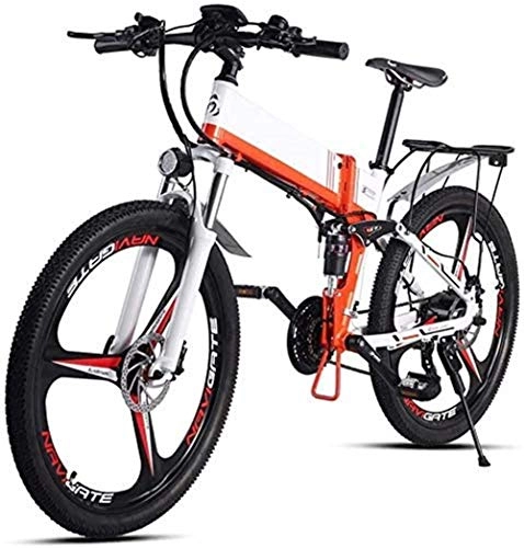 Folding Electric Mountain Bike : Electric Bikes, Adult Folding Electric Bicycle, 350W Portable Aluminum Alloy Mountain Electric Bicycle, with 48V10ah Lithium Battery and GPS, Dual Disc Brake 21-Speed Bicycle, Adult Riding Exercise Bi