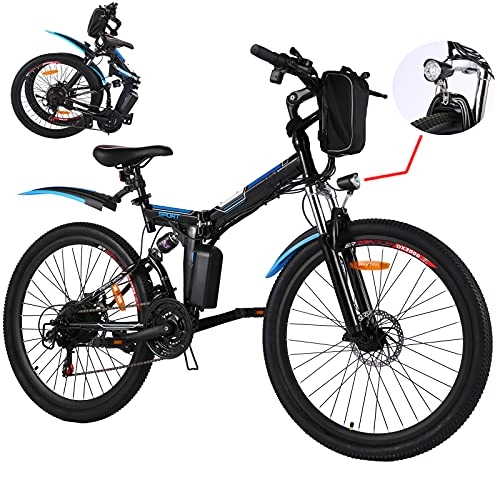 Folding Electric Mountain Bike : Electric Bikes Electric Mountain Bike for Adult, 26 Inch Folding E-bike Citybike with 250 W Motor 36V 8AH Removable Lithium Battery 21 speed Gear Double Disc Brakes (Black)