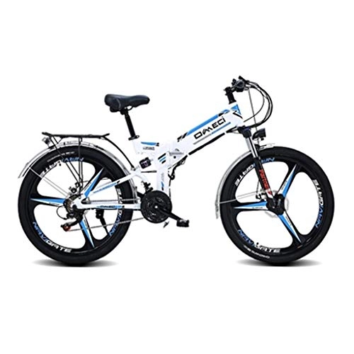 Folding Electric Mountain Bike : Electric Bikes for Adult, 26" 48V 300W 10Ah Removable Lithium-Ion Battery Mountain Ebike, Folding Electric Bicycle / Commute Ebike, 21 Speed Transmission Gears, white ( Color : White , Size : 26 inches )