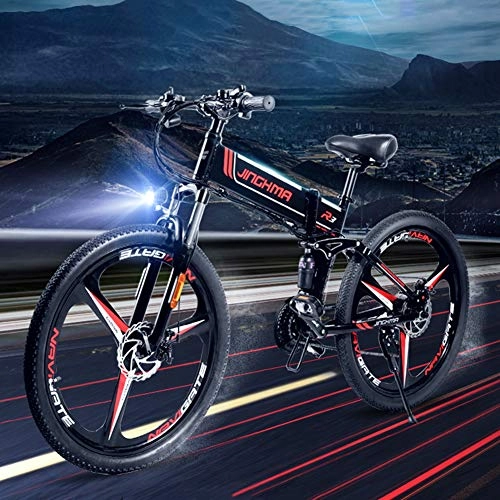 Folding Electric Mountain Bike : Electric Bikes for Adult, Magnesium Alloy Ebikes Bicycles All Terrain, 26" 48V 350W Removable Lithium-Ion Battery Mountain Ebike, for Mens Outdoor Cycling Travel Work Out And Commuting