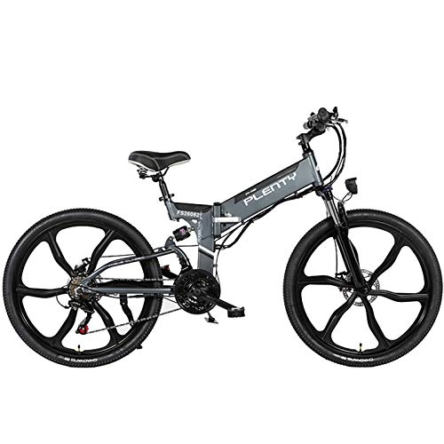 Folding Electric Mountain Bike : Electric Bikes for Adults 26" Folding Electric Bike 3-Mode 21-Speed Mountain Ebike with 350W Motor And LCD Meter Folding E-Bike MAX 24Mph Load Bearing 300Lb Easy To Travel, Gray, 48V 12.8Ah(120km)