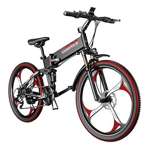 Folding Electric Mountain Bike : Electric Bikes for Adults Mountain Bike 400W Mens Mountain Ebike Road Bicycle Beach / Snow Bike with Hydraulic Disc Brakes and Suspension Fork