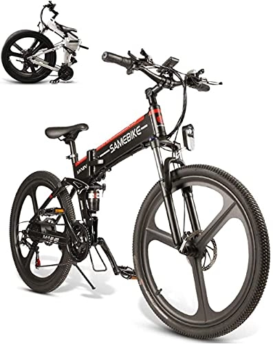 Folding Electric Mountain Bike : Electric Mountain Bike，21 Speed，Electric Mountain Bike 26 Inch Wheel Folding Ebike 350W 48V 10Ah， Magnesium Alloy Rim For Adults-Blackmultiple Colours