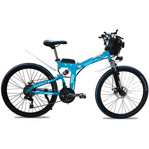 Folding Electric Mountain Bike : Electric Mountain Bike, 26" Electric Mountain Bike Folding Electric Bike with Removable 48V 500W 13Ah Lithium-Ion Battery for Adult Max Speed Is 40Km / H Electric Powerful Bicycle (Color : Blue)