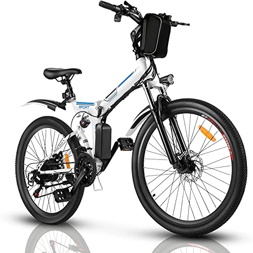 Folding Electric Mountain Bike : Electric Mountain Bike 26'' Folding 250W Electric Bicycle with Removable Large Capacity Lithium-Ion Battery, Professional 21 Speed Gears (Red)