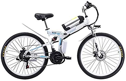 Folding Electric Mountain Bike : Electric Mountain Bike, 26'' Folding Electric Mountain Bike with Removable 48V 8AH Lithium-Ion Battery 350W Motor Electric Bike E-Bike 21 Speed Gear And Three Working Modes , Bicycle ( Color : White )
