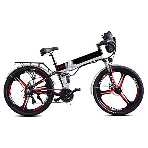 Folding Electric Mountain Bike : Electric Mountain Bike, 26 Inch Mountain Electric Bicycle, Brakes Electric Bikes for Adults, Air Full Suspension 350W Ebikes with Removable Lithium Battery, Recharge System Electric Powerful Bicycle