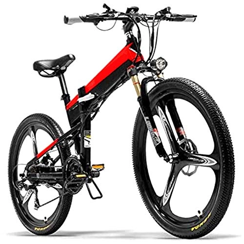Folding Electric Mountain Bike : Electric Mountain Bike, 26Inch Folding Electric Mountain Bicycle 48V 400W High Speed Ebike Removable Lithium Battery Travel Assisted Electric Bike Electric Powerful Bicycle (Color : Black)