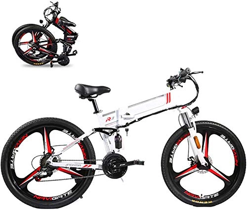 Folding Electric Mountain Bike : Electric Mountain Bike, 350W Folding Electric Bike 26" Electric Bike Mountain E-Bike 21 Speed 48V 8A / 10A / 12.8A Removable Lithium Battery Electric Bikes for Adults 3 Mode Top Speed 21.7Mph , Bicycle