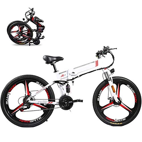 Folding Electric Mountain Bike : Electric Mountain Bike, 350W Folding Electric Bike 26" Electric Bike Mountain E-Bike 21 Speed 48V 8A / 10A / 12.8A Removable Lithium Battery Electric Bikes for Adults 3 Mode Top Speed 21.7Mph Electric Pow