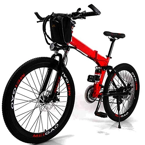 Folding Electric Mountain Bike : Electric Mountain Bike, Folding Electric Bikes for Adults 26 In with 36V Removable Large Capacity 8Ah Lithium-Ion Battery Mountain E-Bike 21 Speed Lightweight Bicycle for Unisex Electric Powerful Bicy