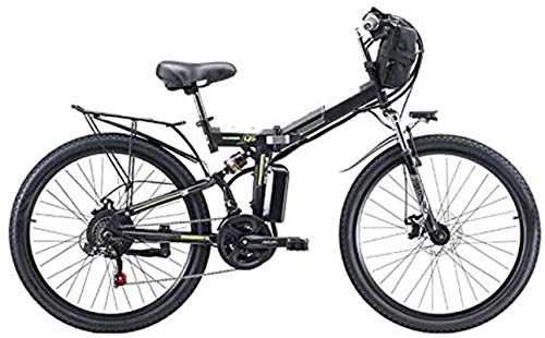 Folding Electric Mountain Bike : Electric Mountain Bike, Power-assisted bicycle folding 26 inches high carbon steel 350 W / 500 W Motor straddling easy compact removable lithium battery 48V folding mountain electric bike, White, 8AH , B