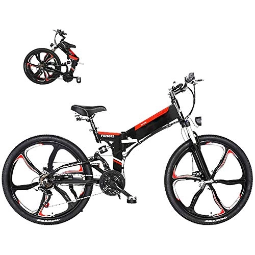 Folding Electric Mountain Bike : Electric Powerful Bicycle Electric Bikes for Adults 26" Folding Electric Bike 3-Mode 21-Speed Mountain Ebike with 350W Motor And LCD Meter Folding E-Bike MAX 24Mph Load Bearing 300Lb Easy To Travel El