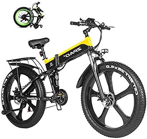 Folding Electric Mountain Bike : Electric Snow Bike, 1000W Fat Electric Bike 48V Lithium Battery Mens Mountain E Bike 21 Speeds 26 Inch Fat Tire Road Bicycle Snow Bike Pedals With Beach Cruiser Mens Sports Lithium Battery Beach Cruis