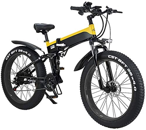 Folding Electric Mountain Bike : Electric Snow Bike, 26" Electric Mountain Bike Folding for Adults, 500W Watt Motor 21 / 7 Speeds Shift Electric Bike for City Commuting Outdoor Cycling Travel Work Out Lithium Battery Beach Cruiser for