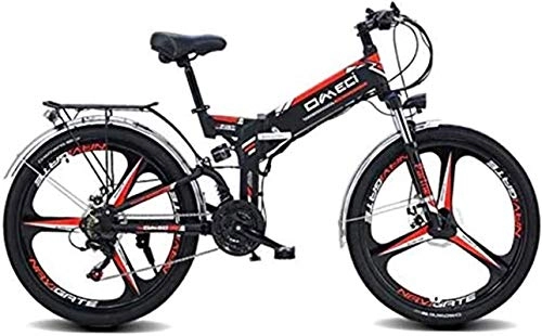 Folding Electric Mountain Bike : Electric Snow Bike, 26" Folding Ebike, 300W Electric Mountain Bike for Adults 48V 10AH Lithium Ion Battery Pedal Assist E-MTB with 90KM Battery Life, GPS Positioning, 21-Speed Lithium Battery Beach Cr