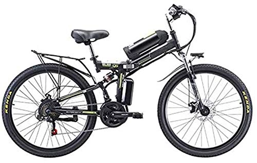 Folding Electric Mountain Bike : Electric Snow Bike, 26'' Folding Electric Mountain Bike with Removable 48V 8AH Lithium-Ion Battery 350W Motor Electric Bike E-Bike 21 Speed Gear And Three Working Modes Lithium Battery Beach Cruiser f