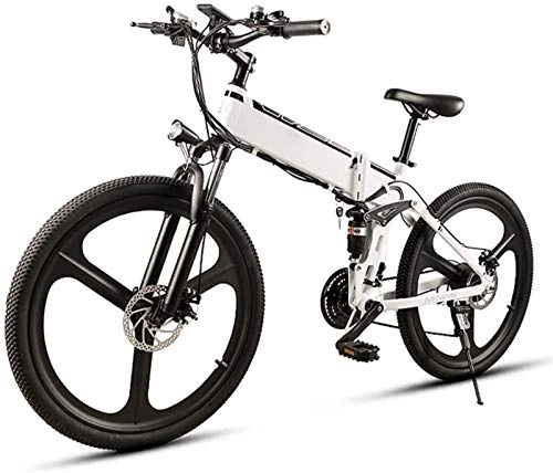 Folding Electric Mountain Bike : Electric Snow Bike, 26 in Electric Bike for Adults 350W Folding Mountain E-Bike with 48V10AH Removable Lithium-Ion Battery, Aluminum Alloy Double Suspension Bicycle Maximum Speed 35Km / H Lithium Batter