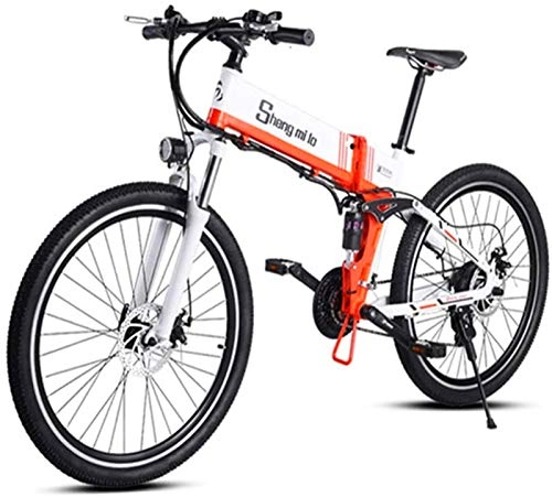 Folding Electric Mountain Bike : Electric Snow Bike, 26 Inch Electric Mountain Bike 48V 350W Foldable Lithium Battery Aluminum Alloy Body 3 Working Modes Multi-Function Intelligent Instrument Adult Off-Road Lithium Battery Beach Crui