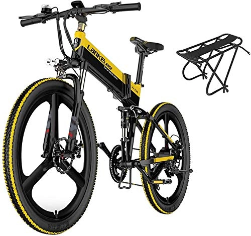 Folding Electric Mountain Bike : Electric Snow Bike, 26inch Mountain Electric Bike, 400w Urban Commuting Electric Bikes for Adults, Removable Lithium Battery, Professional 7 Speed Gears, Aluminium Frame Suspension Fork Beach Snow Ebike, B