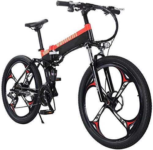 Folding Electric Mountain Bike : Electric Snow Bike, Folding Electric Bike for Adults, 27 Speed Mountain Bicycle / Commute Ebike with 400W Motor, Lightweight Magnesium Alloy Frame MTB Dual Suspension E-Bike for Sports Cycling Travel Co
