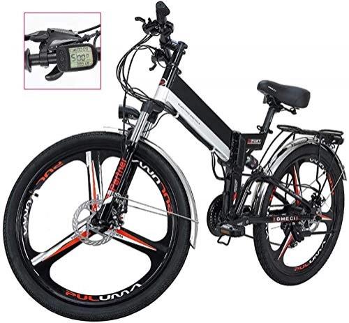 Folding Electric Mountain Bike : Electric Snow Bike, Folding Electric Bike for Adults LED Display Electric Mountain Bicycle Commute E-Bike Three Modes Riding Assist 21 Speeds Shift Electric Bike for City Outdoor Cycling Travel Work L
