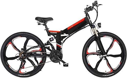 Folding Electric Mountain Bike : Electric Snow Bike, Folding Electric Mountain Bike, 26'' Electric Bike E-Bike 21 Speed Gear And Three Working Modes. with Removable 48V 10 / 12.8AH Lithium-Ion Battery 350W Motor Lithium Battery Beach C