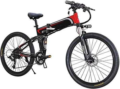 Folding Electric Mountain Bike : Electric Snow Bike, Mens Mountain Bike Ebikes All Terrain with Lcd Display Folding Electronic Bicycle 1000w 7 Speed 48v 14ah Batttery 26 4 Inch Electric Bike Full Suspension for Men Adult Lithium Ba
