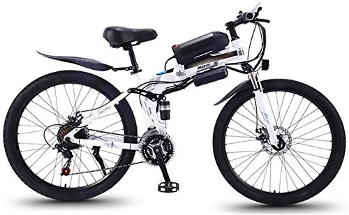 Folding Electric Mountain Bike : Electric Snow Bike, Mountain Bike 36V 10AH E Bike Foldable 26 Inches Fashion 21 Speed Powerful Hybrid Bike Stable Performance Damping MTB Low Energy Consumption Double Disc Brake Electric Bikes Lithiu