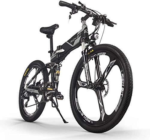 Folding Electric Mountain Bike : ENLEE SUFUL RICH BIT TOP-860 full shock absorber city bike electric foldable foldable mountain bike bicycle 36V 250W 12.8Ah (Black-Gray)