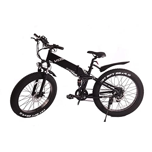 Folding Electric Mountain Bike : Fafrees K3 Fat Tire Electric Bike 26 Inch Front And Rear Shock Absorption, Folding Electric Mountain Bike E-Bike Bicycle 48 V / 10 A, Pedelec Shimano 7 Electric Dirt Bike Suitable For Snow Beach