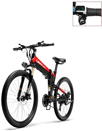 Folding Electric Mountain Bike : Fangfang Electric Bikes, Adult 26 Inch Electric Mountain Bike Soft Tail, 36V Lithium Battery Electric Bicycle, Foldable Aluminum Alloy Frame, 21 Speed, E-Bike (Color : B)