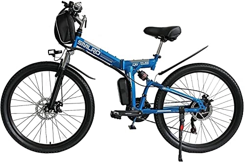 Folding Electric Mountain Bike : FDSAD Folding Electric Bike MTB Dirtbike, Ebikes For Adults, 26" 48V 10Ah 350W IP54 Waterproof Design, Easy Storage Foldable Electric Bycicles For Men, Blue
