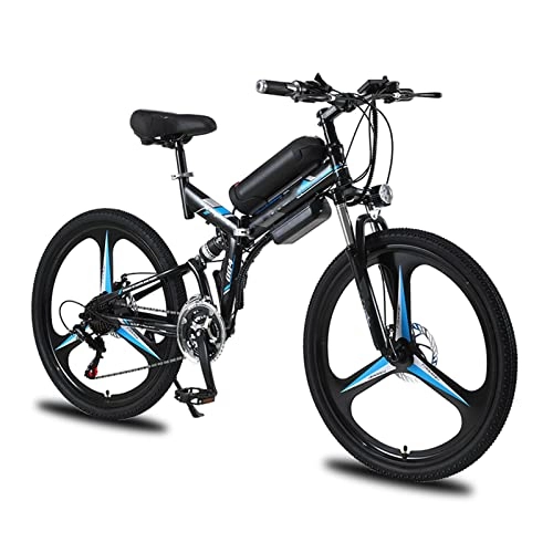 Folding Electric Mountain Bike : FMOPQ Men / Women Foldable 26 Inch Electric Bike 350W 10Ah 36V Lithium Battery Auxiliary Electric Bike Multi-Mode Electric Mountain Bicycle (Color : Gray) (Blue)