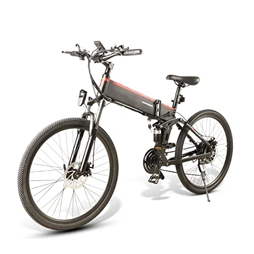 Folding Electric Mountain Bike : Foldable Electric Bike 48V Motor 500W 21 Speed E Bike 30km / h Electric Bicycle 10Ah Battery 26 Inch Tire MTB Bike (Size : B LO26 Spoke wheel)