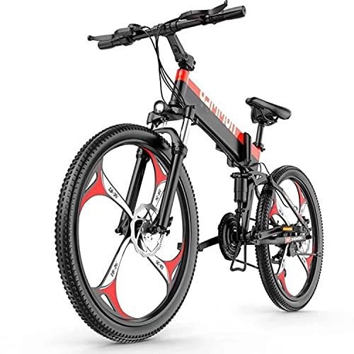 Folding Electric Mountain Bike : Folding Electric Bicycle, Mountain Bike, Speed-assisted 48v Lithium Battery Bicycle, 90km Battery Life, Intelligent Lcd Instrument, for Men's Adult