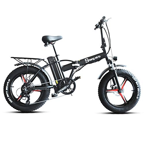 Folding Electric Mountain Bike : Folding Electric Bike 500W 48V 15Ah 20Inch SHIMANO 7 Speed 2020 Electric Fat Tire City Bicycle with LCD Display, Lithium Battery and Integrated Wheel for Adults(Black)