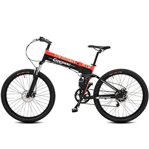 Folding Electric Mountain Bike : Folding Electric Bikes 240W 48V10AH Mountain Bicycle 27 Speeds Cruiser E-bike Road Bike Two Styles To Choose From Electric Booster - 90km / Pure Booster Riding - 10000km, Red-Pure / Booster / Ride / 10000km