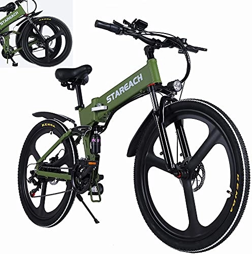 Folding Electric Mountain Bike : Folding Electric Mountain Bike, 26 Inch, Foldable E-bike, Full Suspension, Removable Battery, UK 3 days fast & free delivery