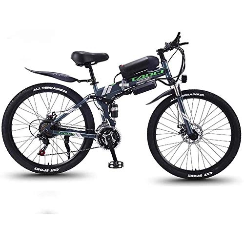 Folding Electric Mountain Bike : Folding Electric Mountain Bike, 350W Snow Bikes, Removable 36V 8AH Lithium-Ion Battery for Adult Premium Full Suspension 26 Inch Electric Bicycle