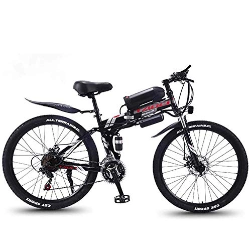 Folding Electric Mountain Bike : Folding Electric Snow Bike, 350W Motor, Removable 36V 10Ah Battery, 26 Inch Mountain Bike Fat Bike, for Men Women, Black
