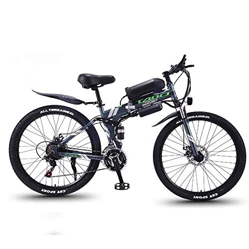 Folding Electric Mountain Bike : Folding Electric Snow Bike, 350W Motor, Removable 36V 10Ah Battery, 26 Inch Mountain Bike Fat Bike, for Men Women, Gray