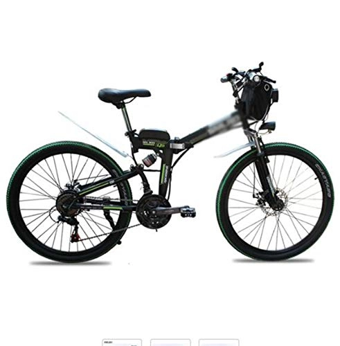 Folding Electric Mountain Bike : Gaoyanhang 26 inch folding electric bicycle 48v lithium battery 350w 10ah adult electric bicycle (Color : Black)